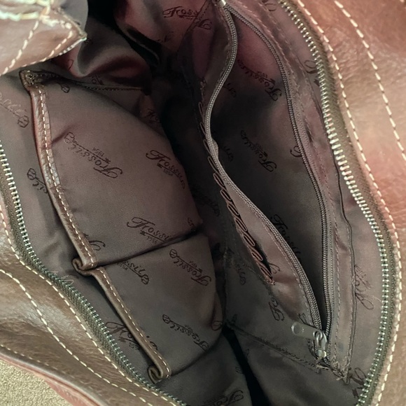 Fossil brown leather satchel, gently used - Picture 3 of 6
